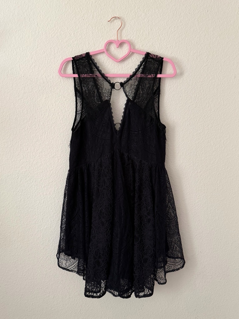 Free People Women's Black/Navy Lace Flowy Layered Dress - Elegant Intimate